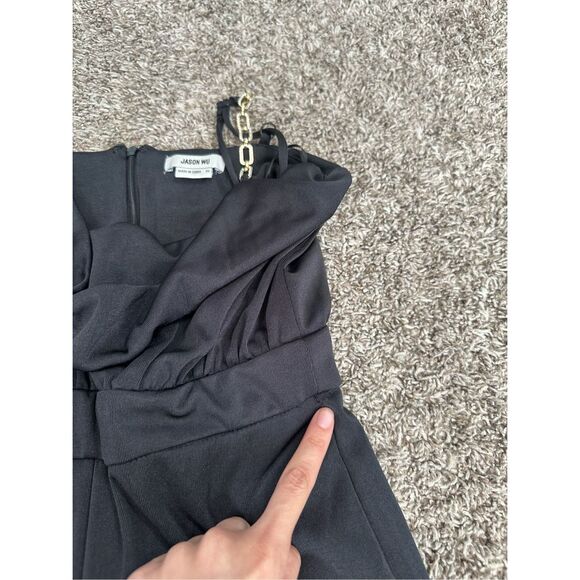 Jason Wu Palazzo Cowl Neck Chain Straps Black Jumpsuit Wide Leg Formal Party XS - Picture 10 of 12